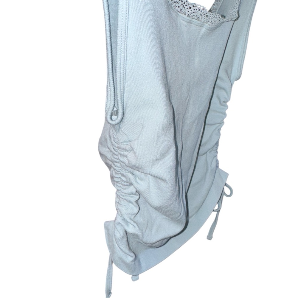 Planet Heart Lace-Trim Ribbed Tank Top - Light Blue NWT Ties on the Sides NEW - Picture 4 of 7